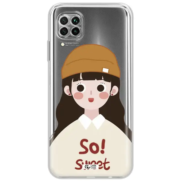 A Cartoon Of A Girl With Brown Hair Huawei Nova 7I Clear Tpu Case