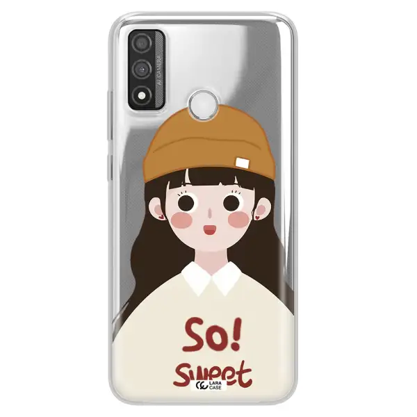 a cartoon of a girl with brown hair Huawei P Smart 2020 Clear TPU Case