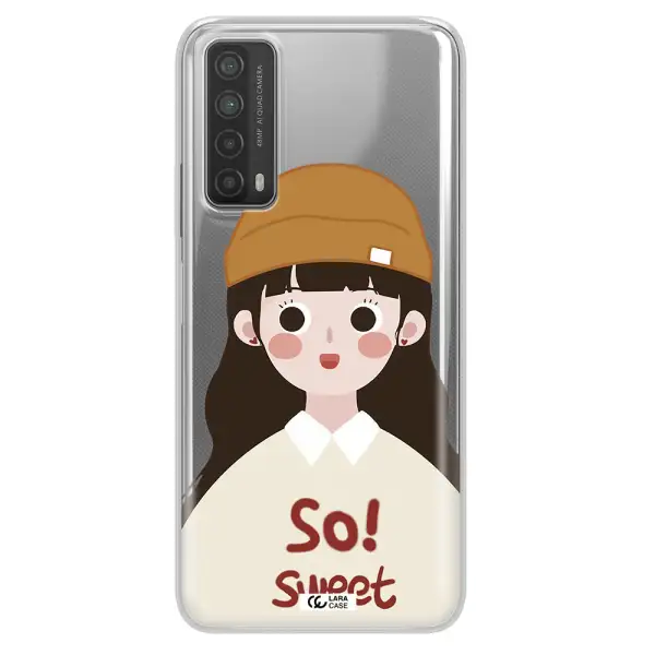 a cartoon of a girl with brown hair Huawei P Smart 2021 Clear TPU Case