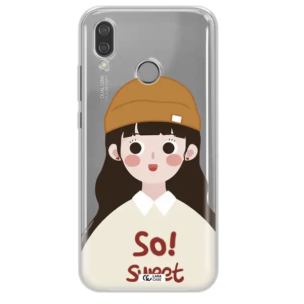 a cartoon of a girl with brown hair Huawei P20 Lite Clear TPU Case