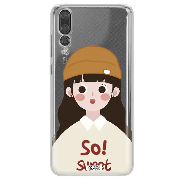 a cartoon of a girl with brown hair Huawei P20 Pro Clear TPU Case