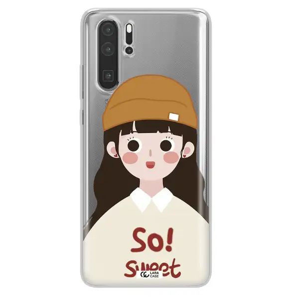 a cartoon of a girl with brown hair Huawei P30 Pro Clear TPU Case