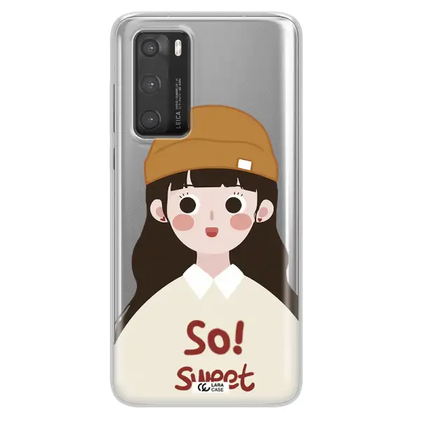 a cartoon of a girl with brown hair Huawei P40 Clear TPU Case