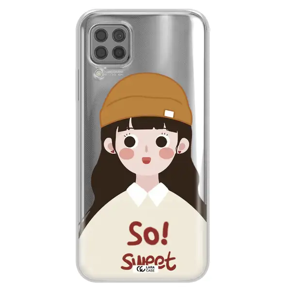 a cartoon of a girl with brown hair Huawei P40 Lite Clear TPU Case