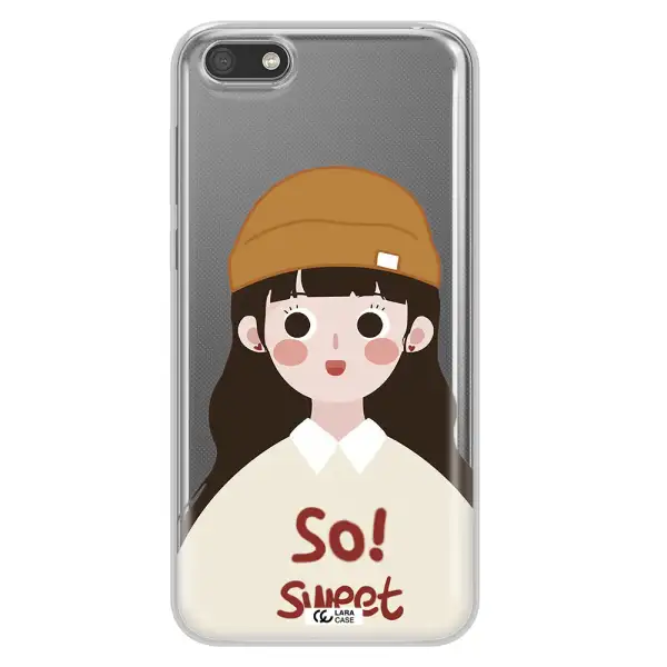 a cartoon of a girl with brown hair Huawei Y5 2018 Clear TPU Case