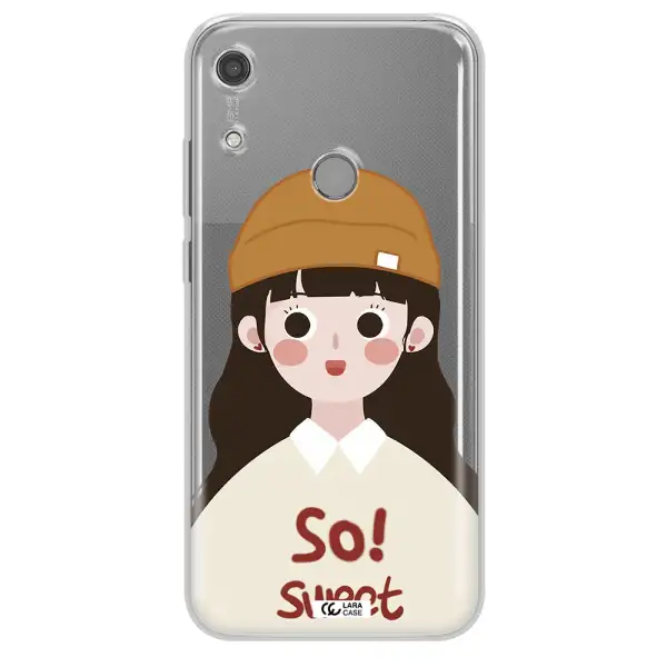a cartoon of a girl with brown hair Huawei Y6S Clear TPU Case