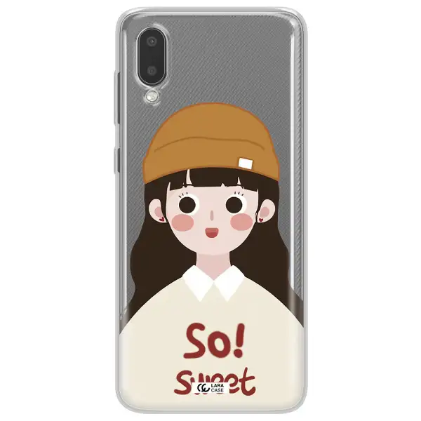a cartoon of a girl with brown hair Samsung A02 Clear TPU Case