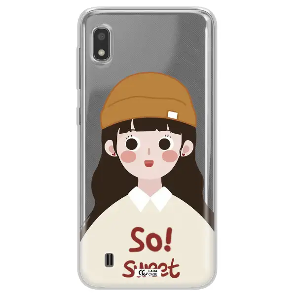 a cartoon of a girl with brown hair Samsung A10 Clear TPU Case