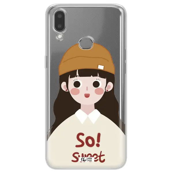 a cartoon of a girl with brown hair Samsung A10S Clear TPU Case