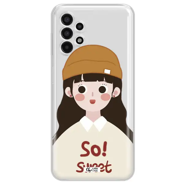 a cartoon of a girl with brown hair Samsung A13 4g Clear TPU Case