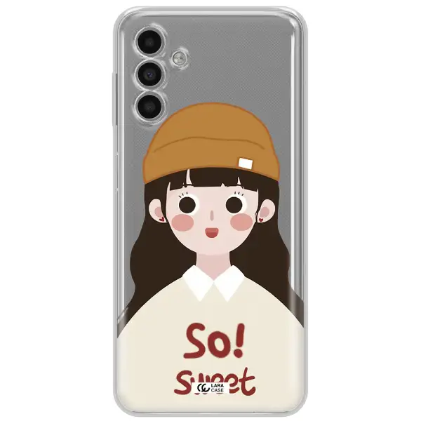 A Cartoon Of A Girl With Brown Hair Samsung A13 5G Clear Tpu Case