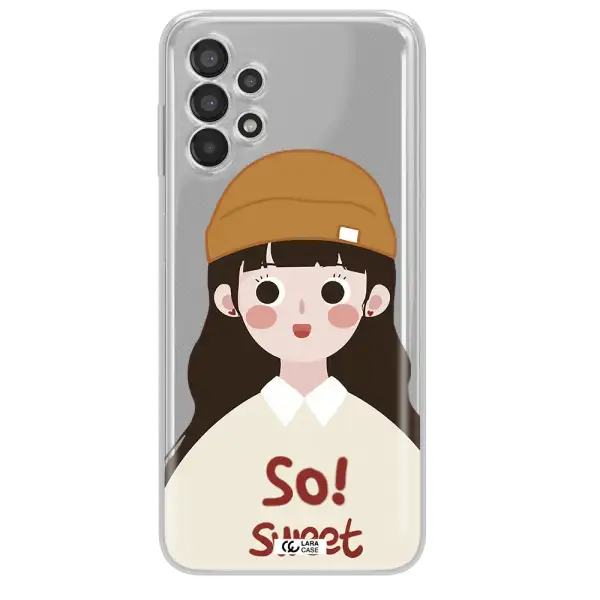 a cartoon of a girl with brown hair Samsung A13 Clear TPU Case