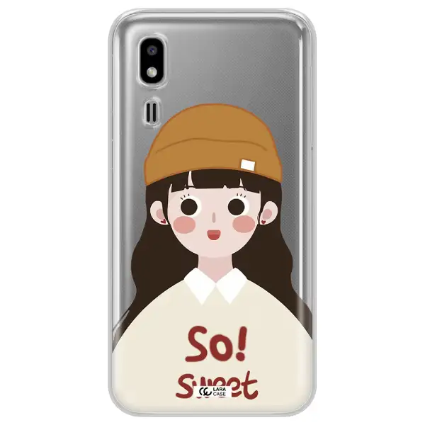 a cartoon of a girl with brown hair Samsung A2 Core Clear TPU Case