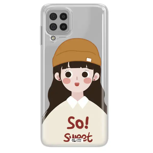 a cartoon of a girl with brown hair Samsung A22 4g Clear TPU Case