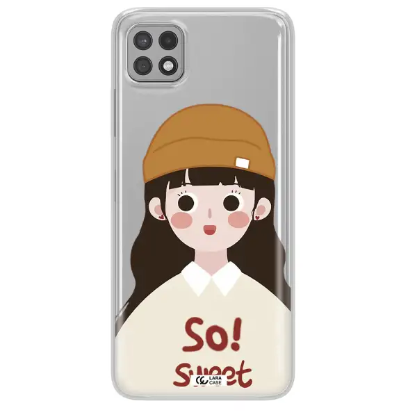 a cartoon of a girl with brown hair Samsung A22 5g Clear TPU Case