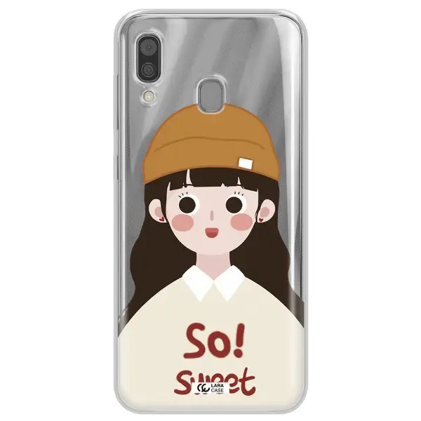 a cartoon of a girl with brown hair Samsung A30 Clear TPU Case