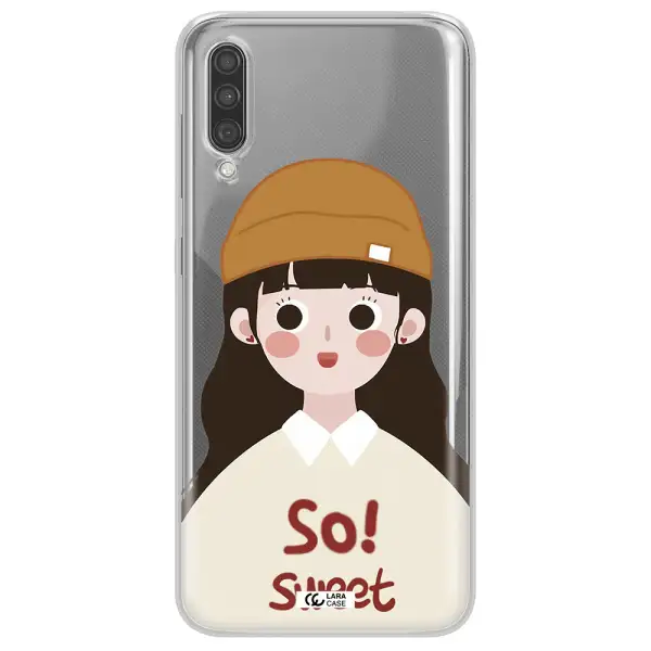 a cartoon of a girl with brown hair Samsung A30S Clear TPU Case