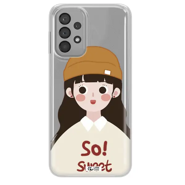 a cartoon of a girl with brown hair Samsung A33 Clear TPU Case