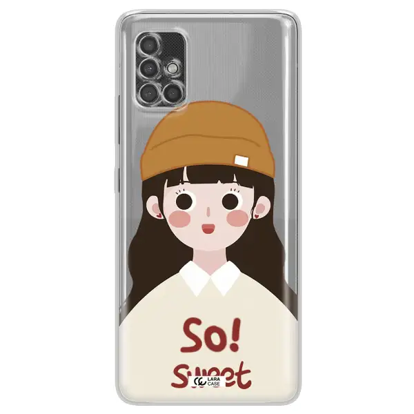 A Cartoon Of A Girl With Brown Hair Samsung A40S Clear Tpu Case