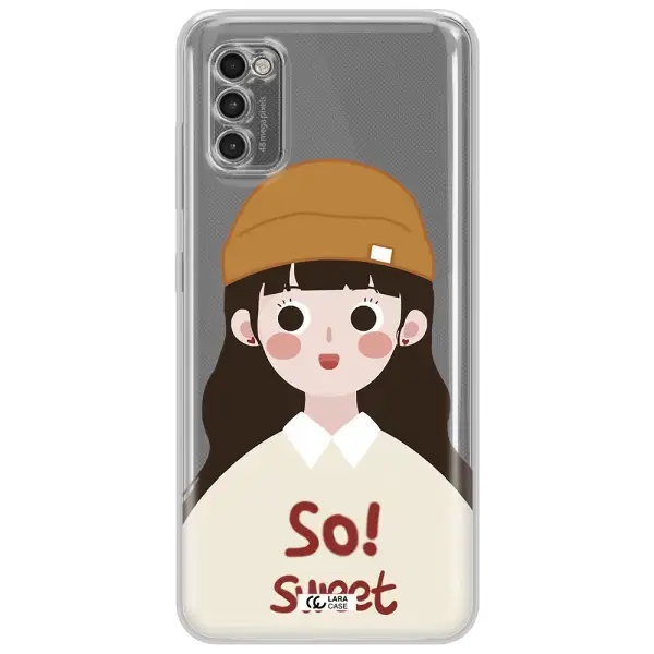 A Cartoon Of A Girl With Brown Hair Samsung A41 Clear Tpu Case