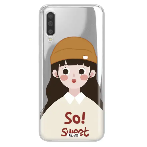 a cartoon of a girl with brown hair Samsung A50 Clear TPU Case
