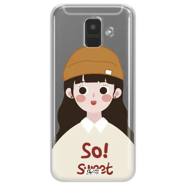 a cartoon of a girl with brown hair Samsung A6 Clear TPU Case