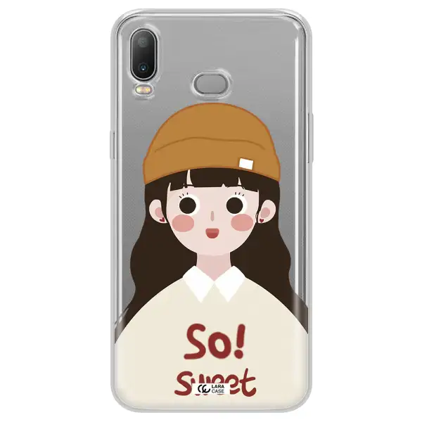 a cartoon of a girl with brown hair Samsung A6S Clear TPU Case
