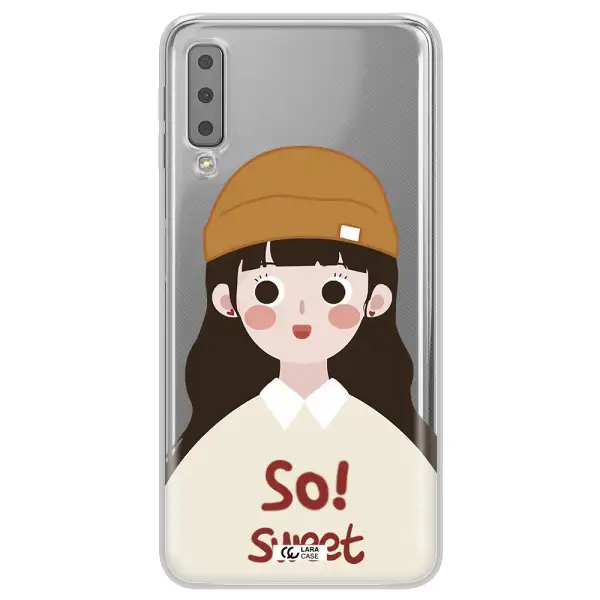 a cartoon of a girl with brown hair Samsung A7 2018 Clear TPU Case
