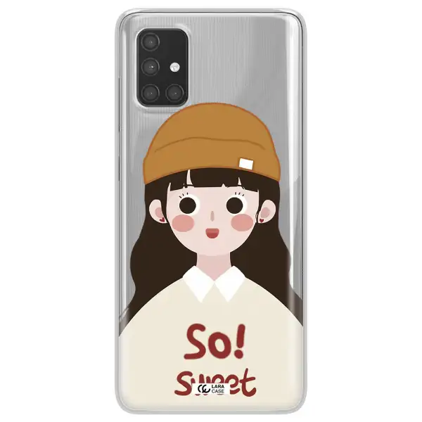 a cartoon of a girl with brown hair Samsung A71 Clear TPU Case