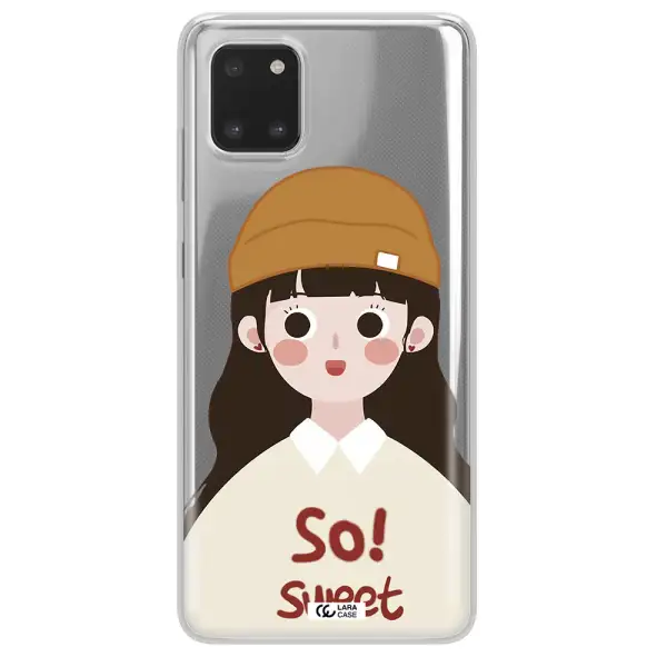 a cartoon of a girl with brown hair Samsung A81 Clear TPU Case