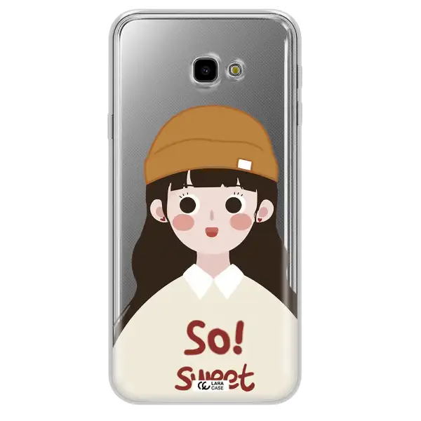 a cartoon of a girl with brown hair Samsung J4 Plus Clear TPU Case