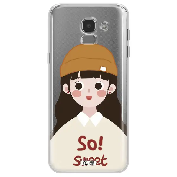 a cartoon of a girl with brown hair Samsung J6 Clear TPU Case