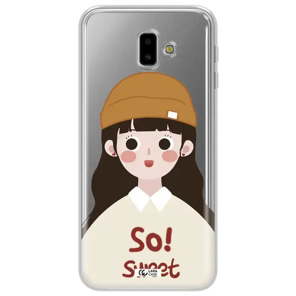 a cartoon of a girl with brown hair Samsung J6 Plus Clear TPU Case