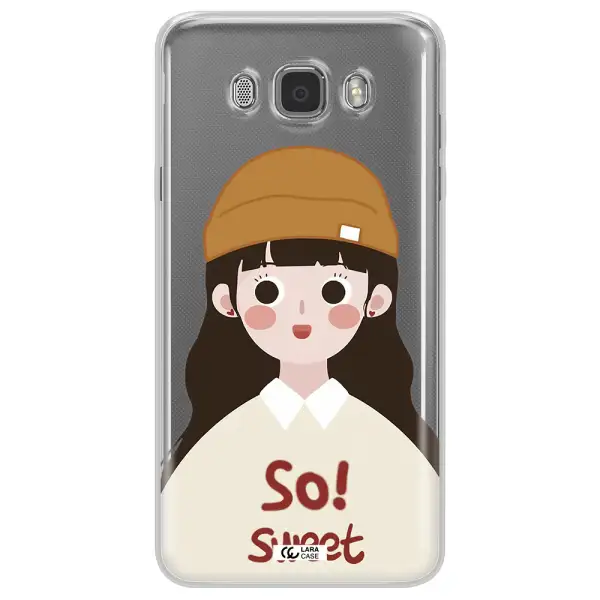 a cartoon of a girl with brown hair Samsung J7 2016 Clear TPU Case
