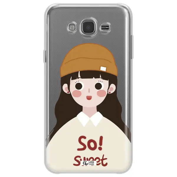 a cartoon of a girl with brown hair Samsung J7 Clear TPU Case