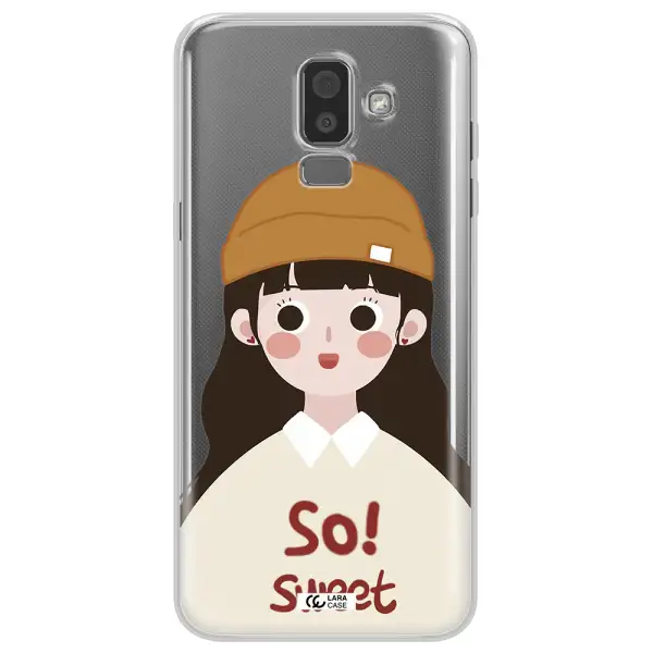 a cartoon of a girl with brown hair Samsung J8 Clear TPU Case