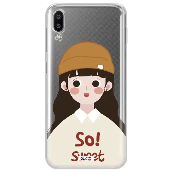a cartoon of a girl with brown hair Samsung M10 Clear TPU Case