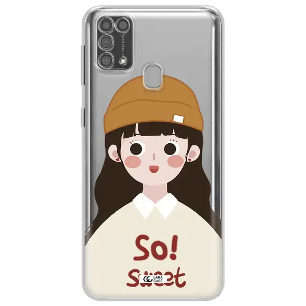 a cartoon of a girl with brown hair Samsung M31 Clear TPU Case