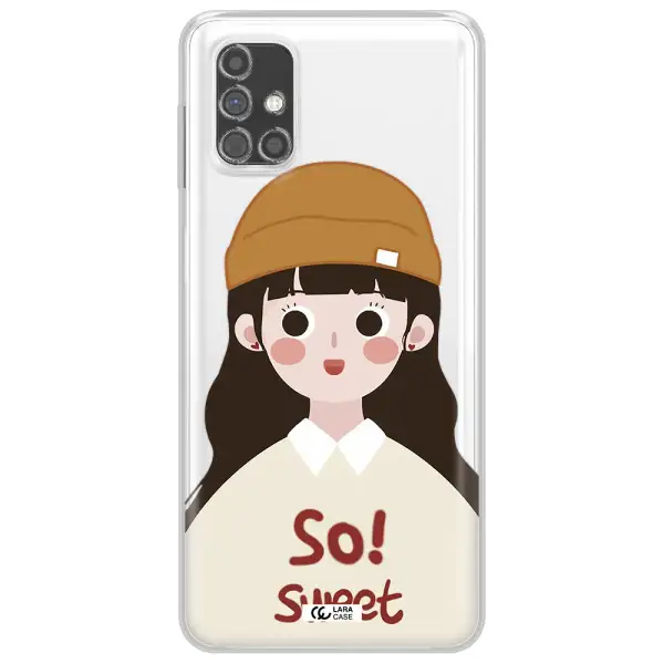 a cartoon of a girl with brown hair Samsung M31S Clear TPU Case