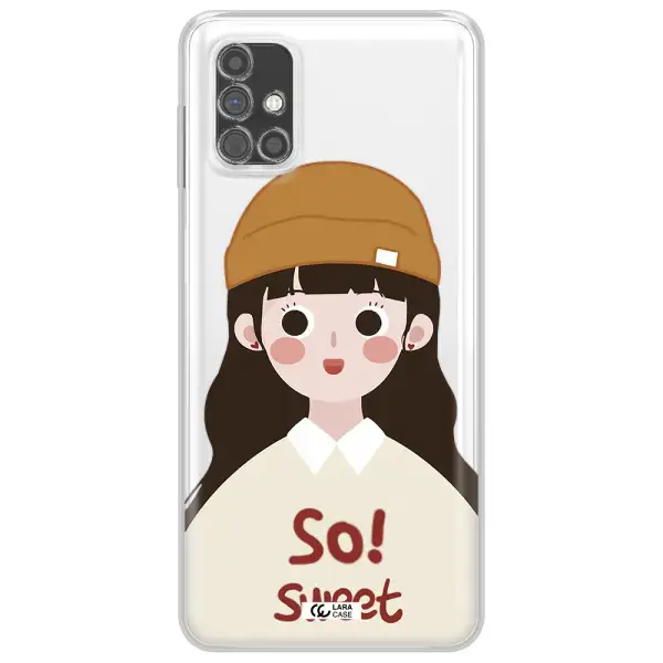 a cartoon of a girl with brown hair Samsung M51 Clear TPU Case