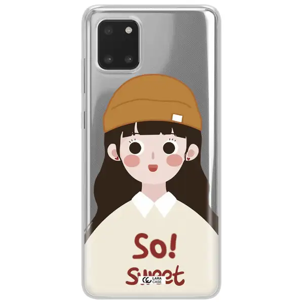 a cartoon of a girl with brown hair Samsung Note 10 Lite Clear TPU Case