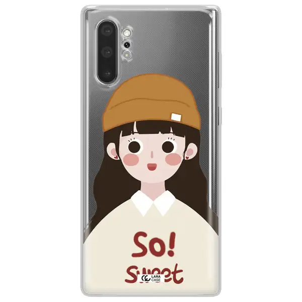 a cartoon of a girl with brown hair Samsung Note 10 Plus Clear TPU Case