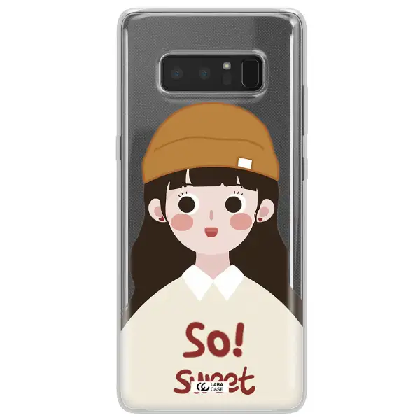 a cartoon of a girl with brown hair Samsung Note 8 Clear TPU Case