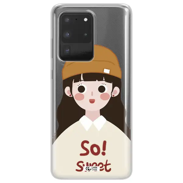 a cartoon of a girl with brown hair Samsung S20 Ultra Clear TPU Case