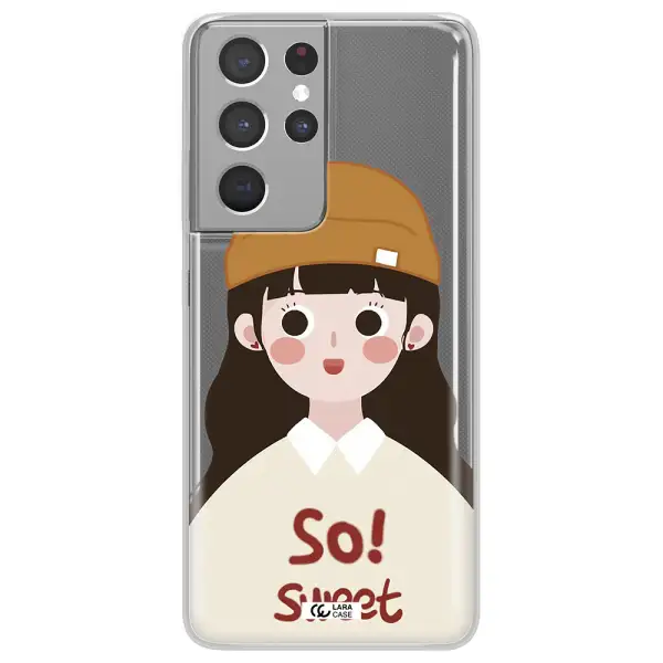 a cartoon of a girl with brown hair Samsung S21 Ultra Clear TPU Case