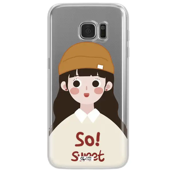 a cartoon of a girl with brown hair Samsung S7 Edge Clear TPU Case