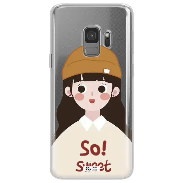 a cartoon of a girl with brown hair Samsung S9 Clear TPU Case