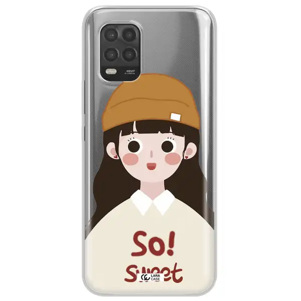 a cartoon of a girl with brown hair Xiaomi Mi 10 Lite Clear TPU Case