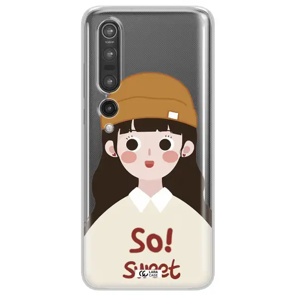 a cartoon of a girl with brown hair Xiaomi Mi 10 Pro Clear TPU Case