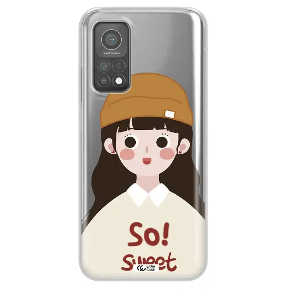 a cartoon of a girl with brown hair Xiaomi Mi 10 T Pro Clear TPU Case